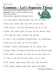 Take a look at the two paragraphs. Let S Separate Things Comma Worksheet Have Fun Teaching
