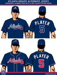 The team uses the 1952 style boston jerseys but returns to zippers. Atlanta Braves Tweak Road And Alternate Uniforms For 2019 Sportslogos Net News