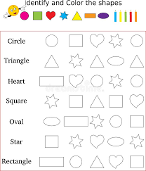 Depending upon the child's skills at first learning to find shapes, you may want to ask him to simply say the shape he has come across. Identify And Color The Correct Shape Worksheet Stock Image Illustration Of Education Graphic 156320461