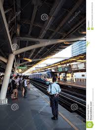 Rush Hour At Bts Public Train In Bangkok Bangkok Train Bts