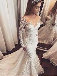 Trumpet Mermaid Ivory Lace Wedding Dress Sweep Brush Train Scoop Long Sleeve Weddin Spring Wedding Dress Wedding Dresses Taffeta Long Sleeve Wedding Dress Lace