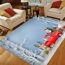 Christmas santa personalized 5'x7'area rug Amazon Com Christmas Area Rugs 5x7 Area Rugs For Living Room Bedroom Large Area Rugs Christmas Red Truck With Santa Claus Reindeer And Elf Home Kitchen