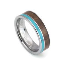 Turquoise Hawaii Koa Inlay Tungsten Wedding Rings For Men And Women Mens Wedding Rings Rings For Men Tungsten Wedding Rings