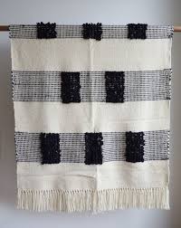 Black And White Grid Throw Blanket Plaid Black And White Blanket Grid Tartan Bedding Geometric Wool Throw Chunky Knit Loops University Bedroom Decor Daddy S Gift For Him With Images Tartan Bedding Wool Throw Handmade Blanket