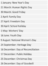 Public holidays with paid time off is generally defined to occur on a day that is within the employee's work week. South African School Terms And Public Holidays 2018 Pretoria