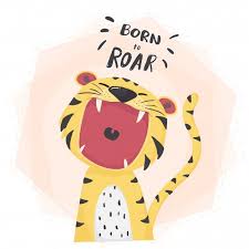 Cute Tiger Open Mouth Roar Animal Illustration Kids Cute Tigers Cute Animal Illustration