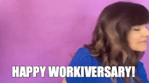 Happy anniversary one more year with your biggest fear. Work Anniversary Gifs Get The Best Gif On Giphy