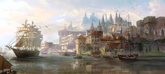 Port Town Commission Tyler Edlin Fantasy Concept Art Concept Art World Fantasy City