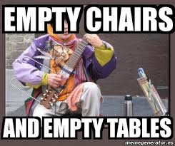 Home office furniture desks tables chairs armchairs lamps computers. Meme Personalizado Empty Chairs And Empty Tables 3037626