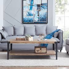 Weston home factory rectangle wood coffee table. Modern Industrial Coffee Table In Distressed Wood Finish With Metal Danya B