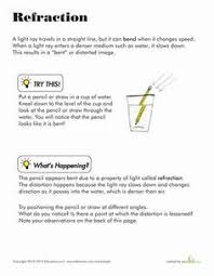 Refraction Worksheet Education Com Light Science Science Lessons Science Worksheets