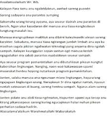 Alhamdulillah, sholawat dan salam semoga terlimpahkan kepada nabi muhammad, keluarga dan sahabatnya. Pidato Bahasa Sunda Tentang Lingkungan Hidup Brainly Co Id
