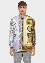 Cornici Balletto Print Silk Shirt Versace Shirts Printed Silk Shirt Mens Shirts Versace Shirts