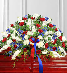 24hour caskets is dedicated to getting our customers their orders as quickly as possible. Red White Blue Sympathy Casket Spray Avas Flowers