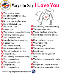 Check spelling or type a new query. Different Ways To Say I Love You English Grammar Here
