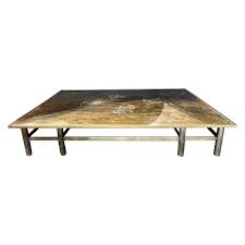 Patinated bronze low table with patinated mixed metal top. Philip And Kelvin Laverne Coffee Cocktail Table Custom Made Monumental Greenwich Living Design