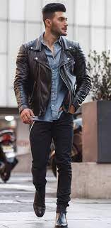 Men Wearing Leather Leather Jeans Men Leather Jacket Men Mens Outdoor Fashion