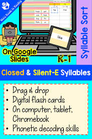 Digital Closed Silent E Syllable Sort Grades K 1 Distance Learning Syllable Sort Syllable Distance Learning