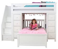 Twin beds with corner under bed storage and trundle. Chelsea Twin Twin L Shaped Storage Loft Bed With Stairs Transitional Bunk Beds By Totally Kids Fun Furniture Toys Houzz