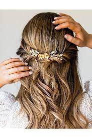 Topqueen Gold Perle Strass Braut Haarkamm Hochzeit Haarschmuck Tiara Diadem Schmetterling Brautfrisuren Lange Haare Frisur Braut Hochzeitsfrisuren Lange Haare