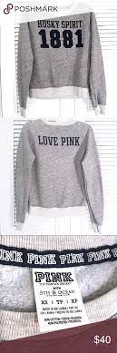 Vs Pink Uconn Huskies Sweatshirt Heather Grey Sweatshirt Stretch Cotton Fabric Sweatshirts