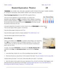 Student exploration titration gizmo answer key. Unit 4 Activity 7 Titration Gizmo Titration Chemistry