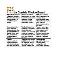 Spanish Choice Board Bundle Spanish Classroom Choice Boards Learning Spanish For Kids