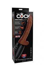 7.5 Inch Thrusting Cock With Balls - Brown - PD5728-29