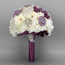 Your wedding bouquet doesn't need a lot of color to make a memorable impression. New Arrival Ivory Purple Bridal Bouquet With Crystals Pearls Artificial Flowers Wedding Bouquets For Bride 2015 Charming Hand Made Cgl05 From Engerlaa 154 78 Dhgate Com