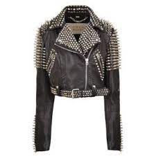 Burberry Brit Multi Stud Cropped Leather Biker Jacket Flannels Black Studded Leather Jacket Spiked Leather Jacket Studded Leather Jacket