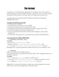 A gerund is a noun formed from a verb. The Gerund