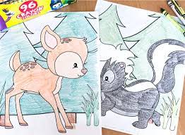 They include a fox, a hedgehog, a deer, a rabbit, a squirrel, a bear, a raccoon, and a skunk. Free Printable Woodland Animal Coloring Pages For Kids