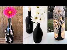 Upcycled Diy Glass Bottle Art Home Decor Ideas Painted Black Bottle Collection Diy Glass Glass Bottles Art Bottle Art