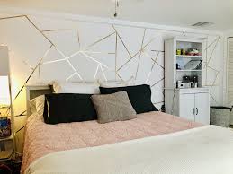 Geometric Bedroom Statement Wall Gold Washi Tape Washi Tape Wall Decor Wall Bedroom Diy Gold Accent Wall Bedroom