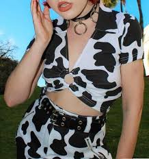 Cow Print Crop Top Cow Outfits Aesthetic Clothes Print Crop Tops