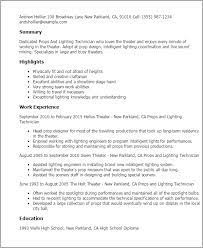 Build my cover letter now Props Lighting Technician Resume Template Mpr