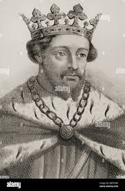 James I the Conqueror (1208-1276). King of Aragon. Last moments of James I.  Ceremony of delivery of his sword to his son Dom Peter. Engraving in  History of Spain, 19th century Stock