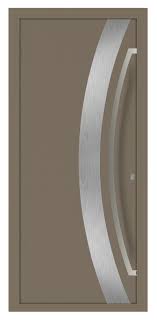 L Arrondi Forme Par L Inox Donne Un Effet De Mouvement A Cette Porte D Entree Bois Alu Cette Forme Originale Es Porte Entree Bois Miroir Salle De Bain Portes