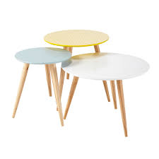 3 tables basses gigognes vintage en bois multicolores l 40 cm a l 60 cm fjord maisons du monde bijzettafeltjes ronde bijzettafeltjes vintage