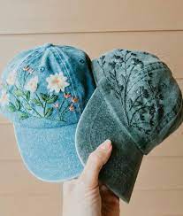 Upcycled Customization Hand Embroidered Floral Baseball Caps Hats Dmc Embroidery Floss Hand Embroidered Embroidered Hats Dmc Embroidery