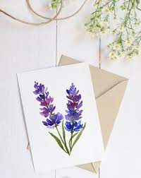 Lavender Flower Card Watercolor Card Gift For Mom Floral Etsy In 2020 Watercolor Flowers Card Mom Cards Flower Cards