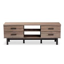 A unique blend of rustic and european styling brings a touch of tuscany to your home. Baxton Studio Arend Oak And Black 4 Drawer Tv Stand 152 9177 Hd The Home Depot