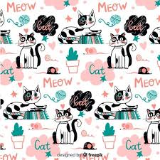 Doodle Animais E Palavras Padrao Word Patterns Vector Free Cat Pattern Wallpaper