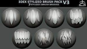 3dex Stylized Brush Pack V3 For Use With Zbrush On Cubebrush Co Zbrush Stylized Brush