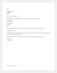 My new address is as mentioned in this letter. Company Address Change Letter To Customers Word Excel Templates