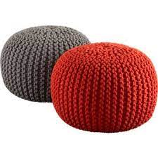 (bean bag filling always crushes down.) it's also only offered in one color and one size. Cb2 Knitted Poufs Knitted Pouf Pouf Pouf Ottoman