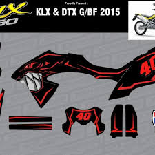 Warna dasar kuning dengan lambang, tulisan atau gambar berwarna hitam Jual Decal Sticker Motor Trail Kawasaki Klx Bf 150cc Baby Shark Merah Kab Malang Joehansb Sticker Decal Tokopedia