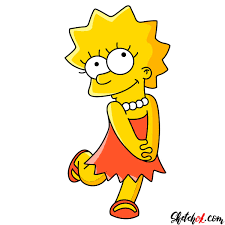 How to draw cute Lisa Simpson - Sketchok easy drawing guides