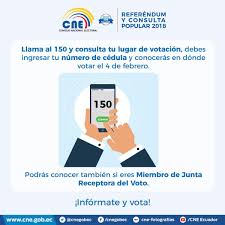 Ingresa tu cédula y consulta tu lugar de votación para el referéndum y consulta popular 2018 enter your identification card and check your polling place for the referendum and referendum 2018. Cnegobec A Twitter Importante Habilitamos La Linea Telefonica 150 Para Que Puedas Consultar Tu Lugar De Votacion Y Si Eres Miembro De Una Junta Receptora Del Voto Conoce Mas En