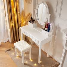 Dropship White Vanity Desk With Lights